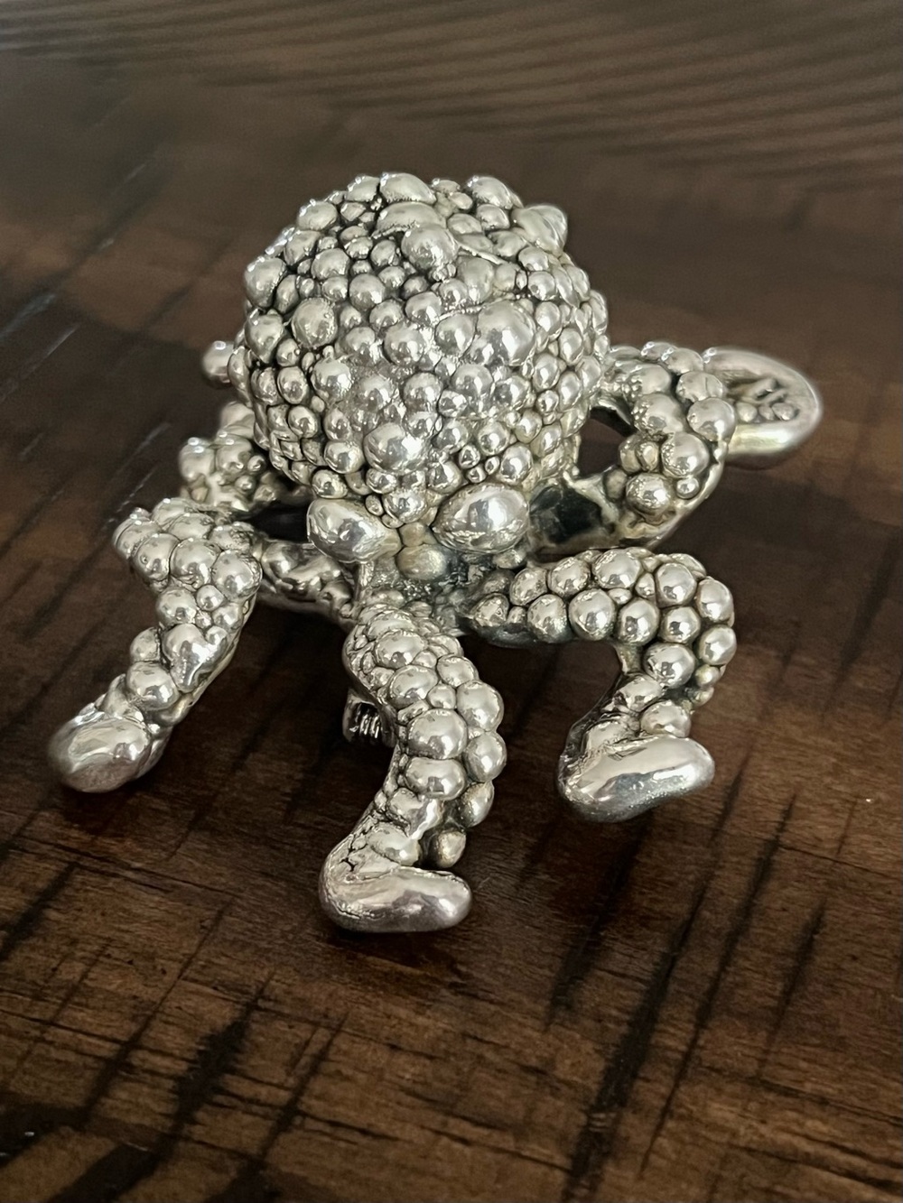 Rare Sterling silver electroform octopus brooch signed Israeli textured 2.25”